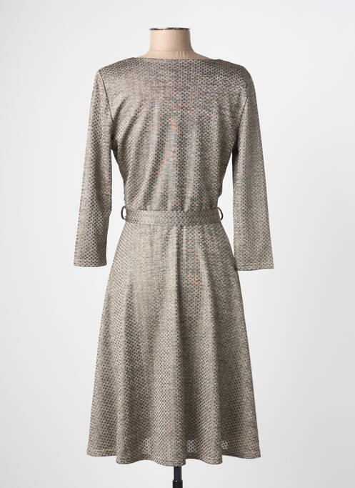 Robe mi-longue imprimé fantaisie manches longues beige LONKEL femme