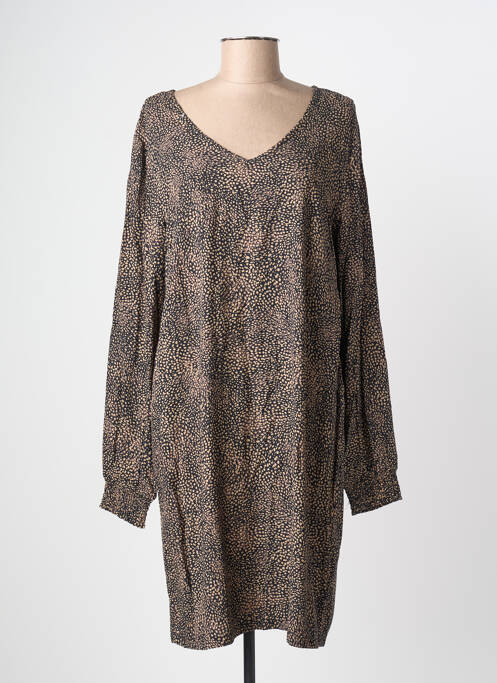 Robe mi-longue imprimé fantaisie manches longues noir CREAM femme