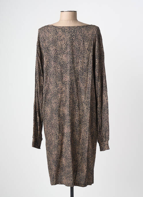 Robe mi-longue imprimé fantaisie manches longues noir CREAM femme