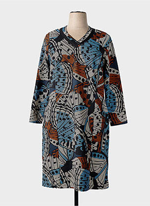Robe mi-longue manches longues manches longues bleu GUY DUBOUIS femme