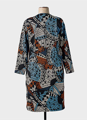 Robe mi-longue manches longues manches longues bleu GUY DUBOUIS femme