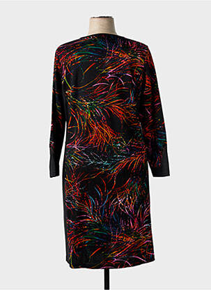 Robe mi-longue imprimé fantaisie manches longues noir GUY DUBOUIS femme