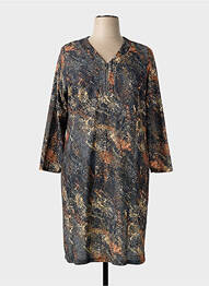 Robe mi-longue imprimé fantaisie manches longues noir GUY DUBOUIS femme