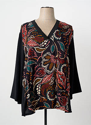 Blouse imprimé fantaisie manches longues noir FRANCK ANNA femme