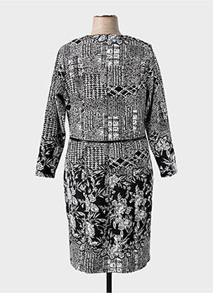 Robe mi-longue imprimé fantaisie manches longues noir GUY DUBOUIS femme