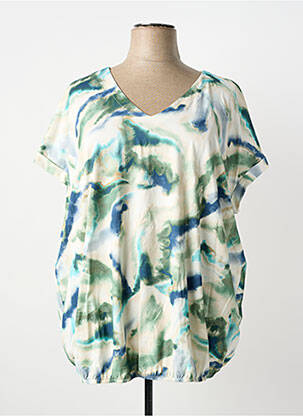 Top stretch manches courtes vert YESTA femme