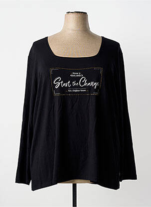 Top tissage jersey manches longues noir KARIN HERTZ femme