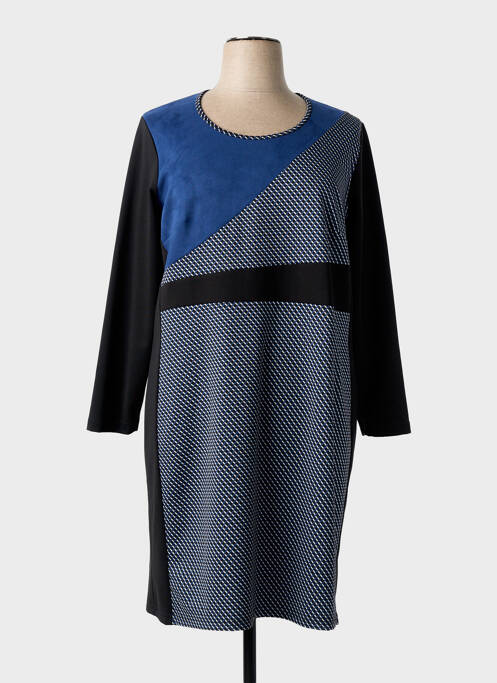 Robe mi-longue imprimé fantaisie manches longues bleu GUY DUBOUIS femme