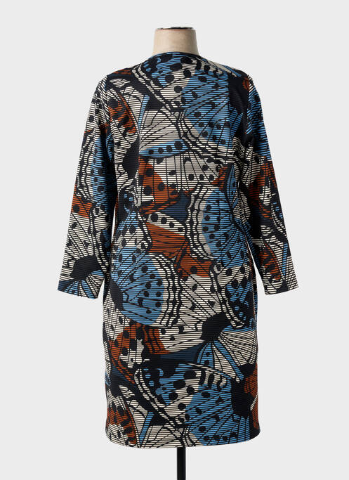 Robe mi-longue manches longues manches longues bleu GUY DUBOUIS femme