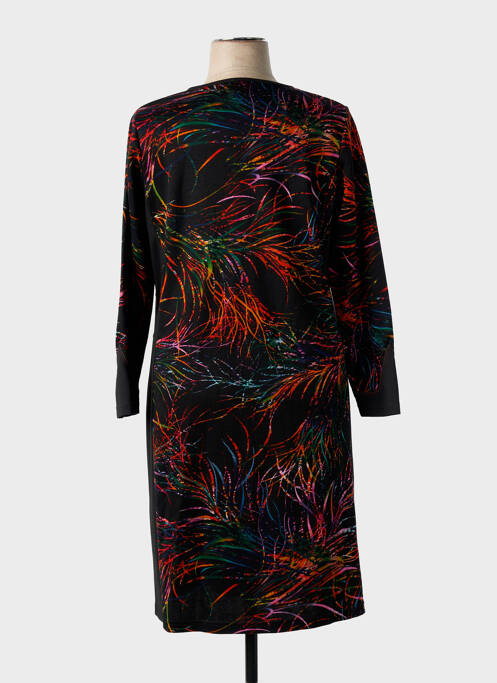 Robe mi-longue imprimé fantaisie manches longues noir GUY DUBOUIS femme
