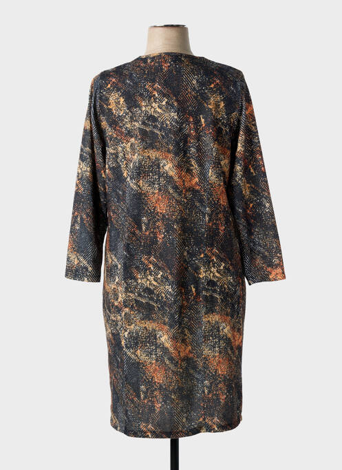 Robe mi-longue imprimé fantaisie manches longues noir GUY DUBOUIS femme