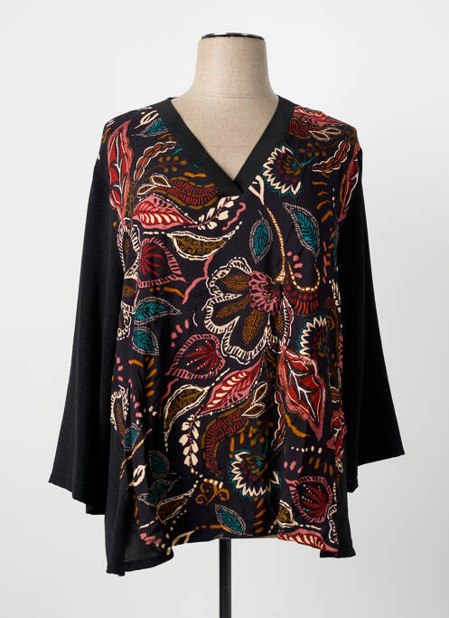 Blouse imprimé fantaisie manches longues noir FRANCK ANNA femme