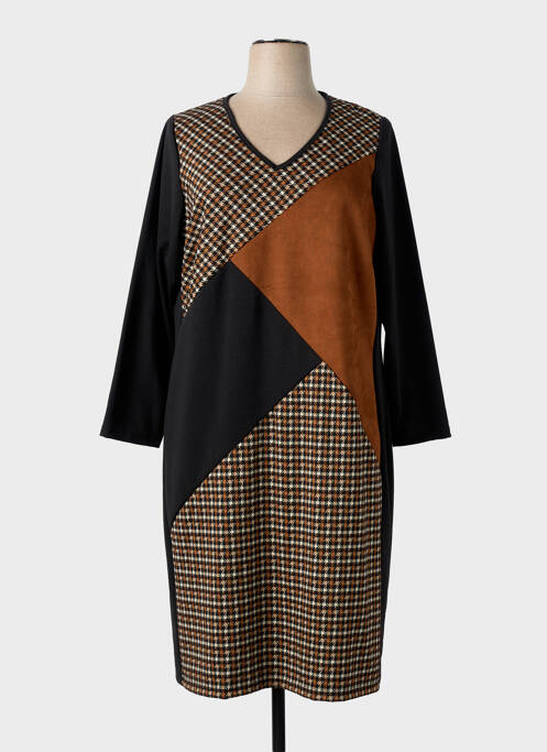 Robe mi-longue manches longues manches longues noir GUY DUBOUIS femme