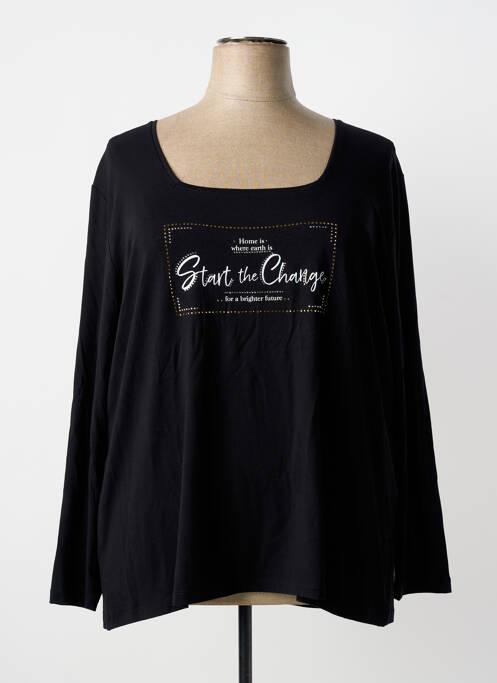 Top col carré manches longues noir KARIN HERTZ femme