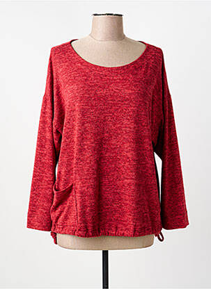 Pull tissage chiné manches longues rouge FRANCK ANNA femme