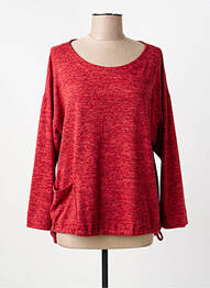 Pull tissage chiné manches longues rouge FRANCK ANNA femme