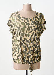 Top imprimé fantaisie manches courtes vert GEISHA femme