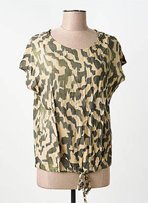 Top imprimé fantaisie manches courtes vert GEISHA femme