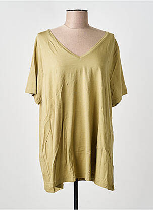 T-shirt col v manches courtes vert YESTA femme