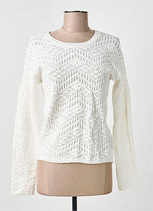 Pull coupe cintrée manches longues blanc C'EST BEAU LA VIE femme
