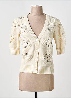 Gilet manches courtes resserrée sur le bas beige C'EST BEAU LA VIE femme