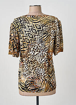 T-shirt col v manches courtes marron GEISHA femme