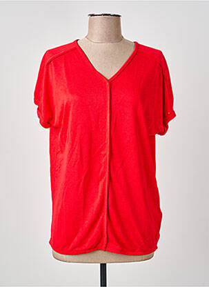 T-shirt col v manches courtes rouge CECIL femme