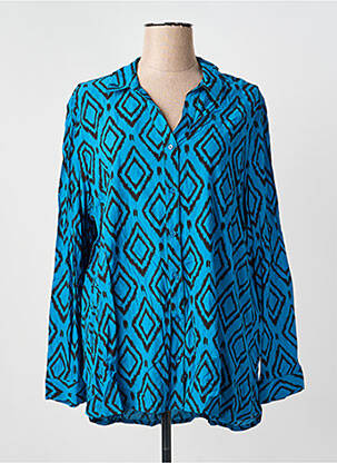 Chemisier tissage crêpe manches longues bleu CECIL femme