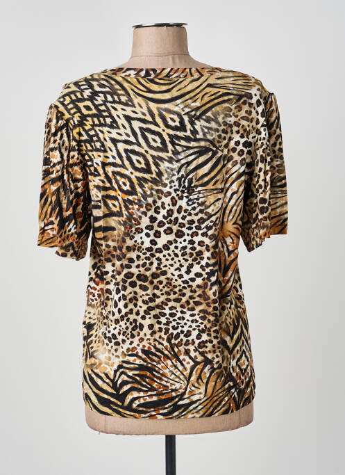 T-shirt col v manches courtes marron GEISHA femme