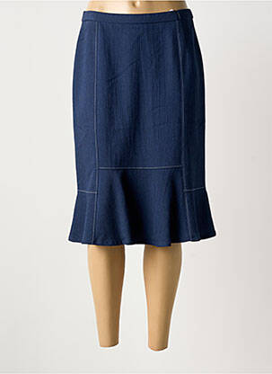 Jupe mi-longue taille à pinces bleu GUY DUBOUIS femme