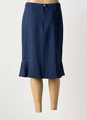 Jupe mi-longue taille à pinces bleu GUY DUBOUIS femme