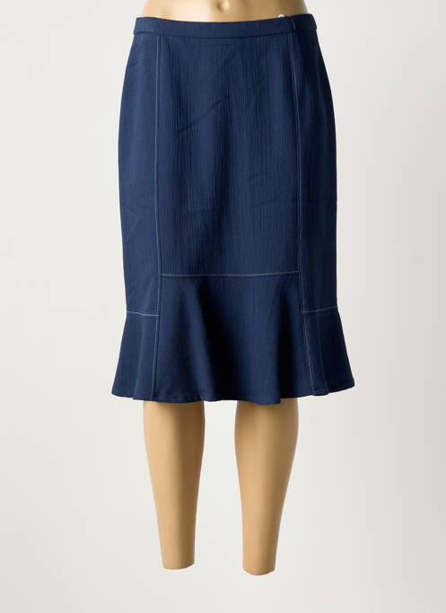 Jupe mi-longue taille à pinces bleu GUY DUBOUIS femme