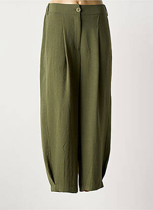 Pantalon large tissage popeline taille normale vert MAT. femme