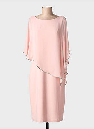 Robe mi-longue tissage crêpe manches courtes rose JOSEPH RIBKOFF femme