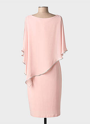 Robe mi-longue tissage crêpe manches courtes rose JOSEPH RIBKOFF femme