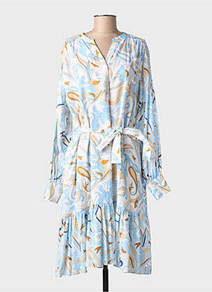 Robe mi-longue imprimé fleurs manches longues bleu HERZEN'S ANGELEGENHEIT femme