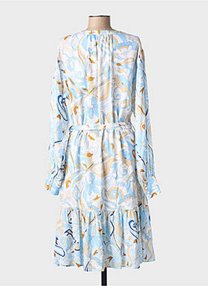 Robe mi-longue imprimé fleurs manches longues bleu HERZEN'S ANGELEGENHEIT femme