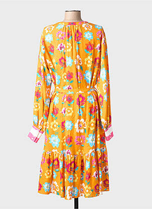 Robe mi-longue imprimé fleurs manches longues orange HERZEN'S ANGELEGENHEIT femme