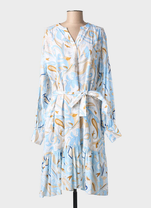 Robe mi-longue imprimé fleurs manches longues bleu HERZEN'S ANGELEGENHEIT femme