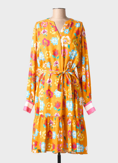 Robe mi-longue imprimé fleurs manches longues orange HERZEN'S ANGELEGENHEIT femme
