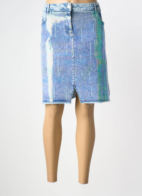 Jupe mi-longue stretch bleu 9010837157557 femme