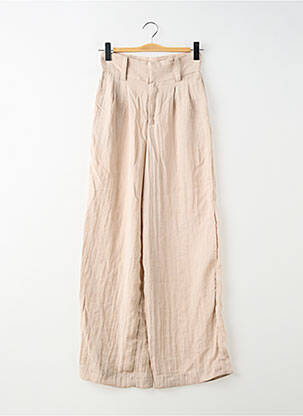 Pantalon large tissage crêpe taille haute beige H&M femme