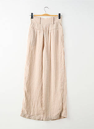Pantalon large tissage crêpe taille haute beige H&M femme