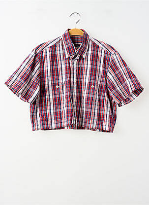 Chemisier tissage popeline manches courtes rouge DUSTIN femme