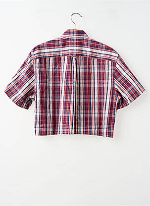 Chemisier tissage popeline manches courtes rouge DUSTIN femme