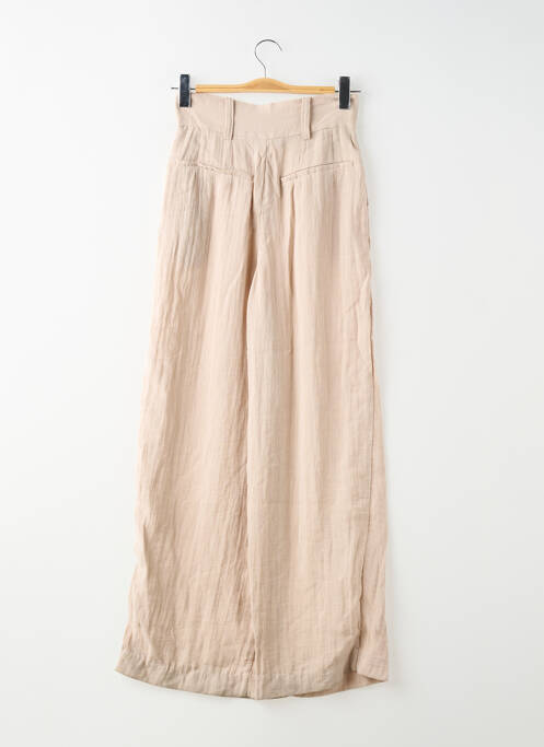 Pantalon large tissage crêpe taille haute beige H&M femme