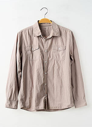 Chemise manches longues tissage popeline marron CFK garcon