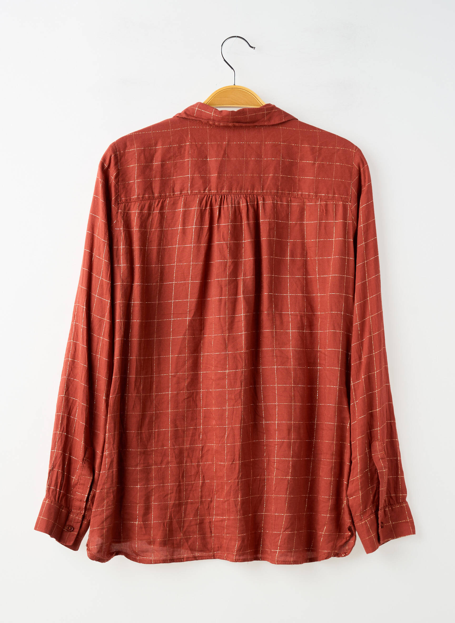 Chemisier coupe droite manches longues orange SANS MARQUE femme