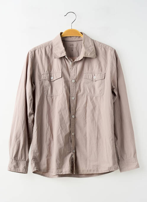 Chemise manches longues tissage popeline marron CFK garcon