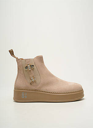 Bottines/boots nubuck talon de 4 à 6cm beige GIO+ femme